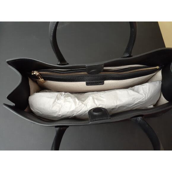 Michael Kors Scarlett Medium Satchel Gold-Tone Hardware/Soft Venus Leather/Black - Picture 6 of 6